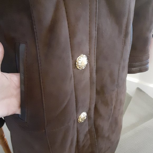 Classic Vintage Brown Genuine Sheepskin Shearling Long Coat Women's Size Small. - Picture 6 of 13